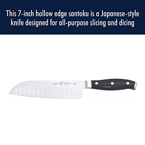 Henckels Forged Premio Hollow Edge Santoku Knife, 7-Inch, Black/Stainless Steel #TOP2