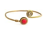 pulsera agata cornalina Peso: 7,60 gramos Joyería de pulsera de coral rojo, pulsera de bronce, pulsera de pulsera, pulsera chapada en oro hecho a mano, pulsera de piedras preciosas, 56x50mm, Gema, coral rojo