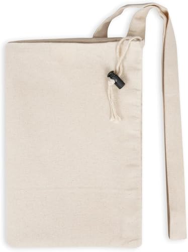 SweetNeedle Premium Canvas Laundry Bag with Shoulder Strap, 75x56 CM 40L - 100% Cotton, Fabric Weave, Highly Durable, Drawstring Cord-Lock, Machine Washable Liner for Hampers, Beige - Image 5