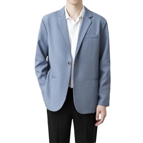 Men's Four Seasons Solid Color Slim Suit Jacket Casual Business Formal Wedding Light Blazer