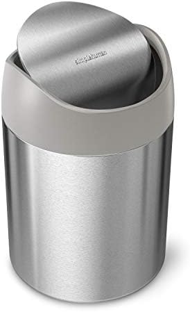 simplehuman, Brushed Stainless Steel 1.5 Liter / 0.4 Gallon Mini Countertop Trash Can