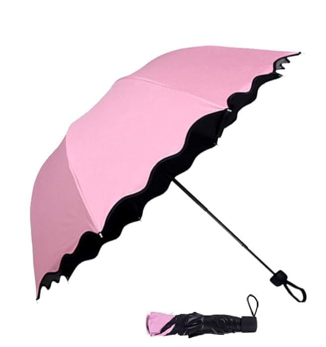 3 Fold Magic Umbella Anti UV Protection, Beautiful Creative Magical of Blooming Flowers Design Multi Style Umbrella for Man and Women