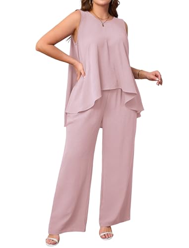 Two Piece Sets for Women Summer Ruffle Tank Top Palazzo