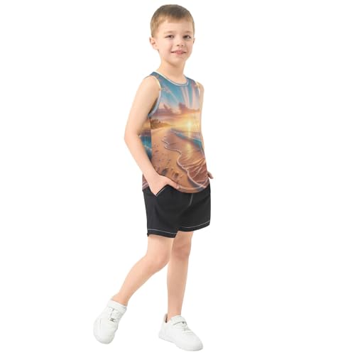 susiyo Summer Beach Sunrise Seashell Boys Sleeveless Tank Top Girls Athletic T Shirt4