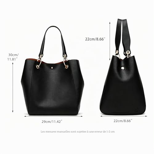 Pahajim Sac Cabas Femme Grande Capacité PU Cuir Sacs Bandoulière,Noir – vue 4
