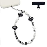 Luckyvestir Phone Charm Strap Heart Phone Chain Beaded Phone Strap for Women Teen Girl Y2k Phone Acc