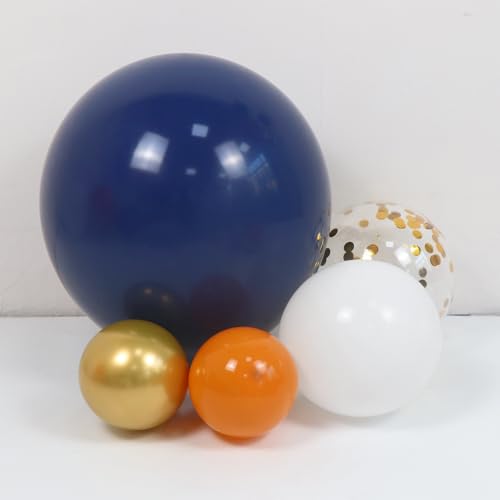 Orange and Navy Blue Balloon Arch Kit 164pcs Orange Navy Blue White Gold Confetti Balloons for Thanksgiving Wedding Baby Shower Engagement Birthday Graduations Party Decoration by Eroocai - Used condition - Image 3