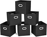 MaidMAX Storage Bins 12x12x12, for Home Organization and Storage, Toy Storage Cube, Closet Organizers and Storage, with Dual Plastic Handles, Black, Set of 6
