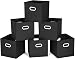 MaidMAX Cloth Storage Bins Cubes Baskets Containers with Dual Plastic Handles for Home Closet Bedroom Drawers Organizers, Foldable, Black, 12×12×12″, Set of 6
