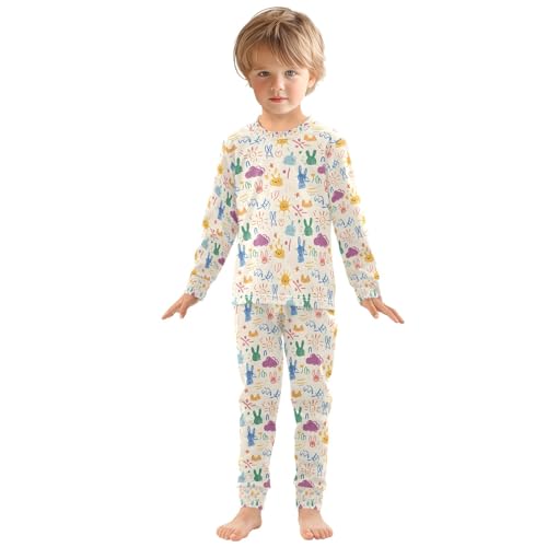 senya Cute Childish Graffiti Aa Pajamas Set Long Sleeve Soft Cotton Sleepwear 2 Piece3
