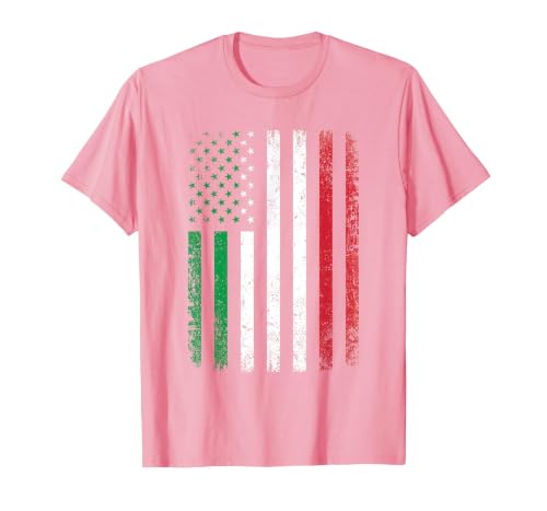 Italy USA Flag 4th of July Patriotic American Italian Flag T-Shirt, Men, Pink, XX-Large
