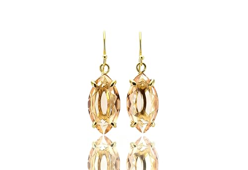 Boucles d'oreilles en morganite marquise et vermeil d'or d'une élégance rare