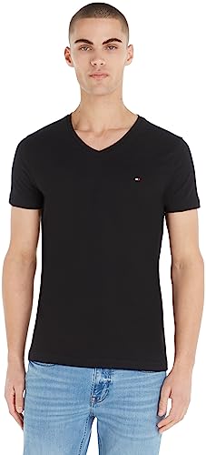 Tommy Hilfiger CORE STRETCH SLIM V-NECK TEE Kurzarm T-Shirts Herren, Schwarz (Black), S