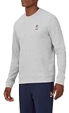 FILA Mens Long Sleeve Crew Neck Lightweight Sweatshirt (Grey Heather/Chinese Red, Large)