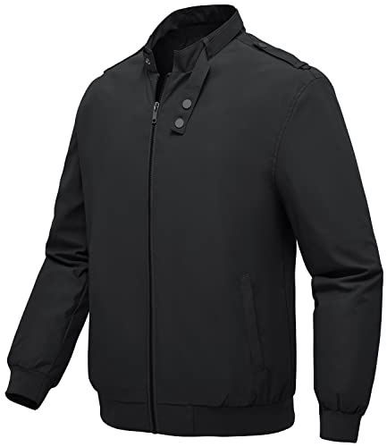 donhobo Men's Waterproof Bomber Jackets,Spring Autumn Lightweight Baseball Jacket Outdoor Sports Thin Coats with Zipper Pockets