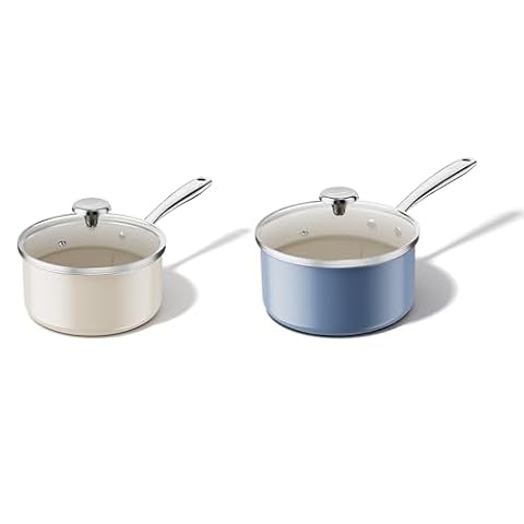 Redchef US Redchef Ceramic Sauce Pan with Lid, 2.5QT+3.5QT White & Blue Saucepans Set, Nonstick… — $85.99 (22% off)