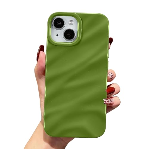 Housse iPhone 15 forme de vague silicone souple vert