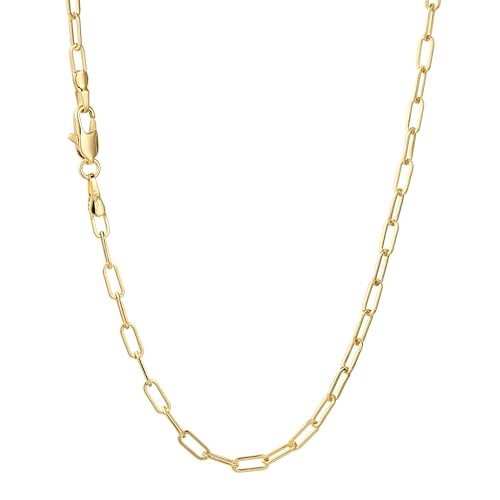 AHSIWC 14K Gold Chain Necklaces 2.5mm Paperclip Chains for Women Trendy Non-tarnish Necklace Unisex Gold Jewelry Gifts Sweat Proof and Fade Resistant Lifetime Quality（18-24Inches）