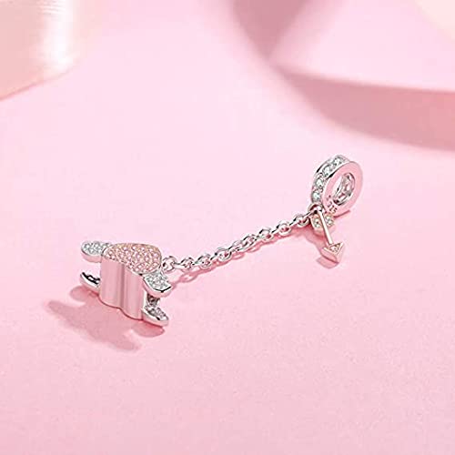 Image of ARTCHARM Heart Safety Chain Charm 925 Sterling Silver Beads fit European Charms Bracelet & Necklace
