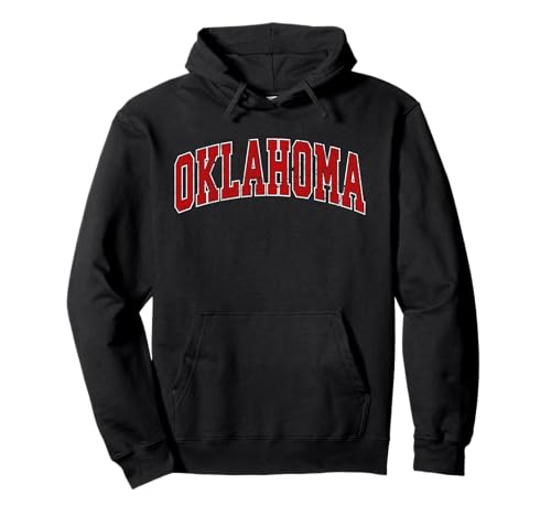 Oklahoma OK Vintage Sports Design Red Design Pullover Hoodie