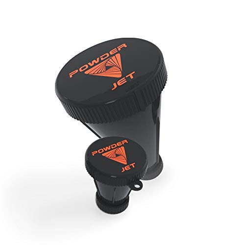 3-in-1 Protein Funnel Powder Device, Protein Powder Containers to Go, and Powder Mixer, Tight-Lock Containers for Protein Powder and Pre Workout Powder, Pack of 2, 150cc and 25cc, Black - PowderJet