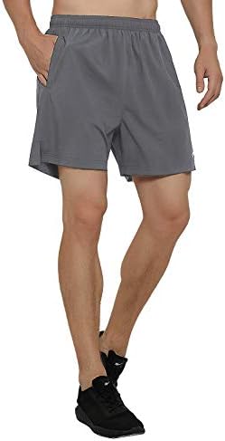 GGK Mens 5 Inch Running Shorts Lightweight Quick Dry Athletic Shorts for Workout Gym Training with Back Zipper Pockets Grey