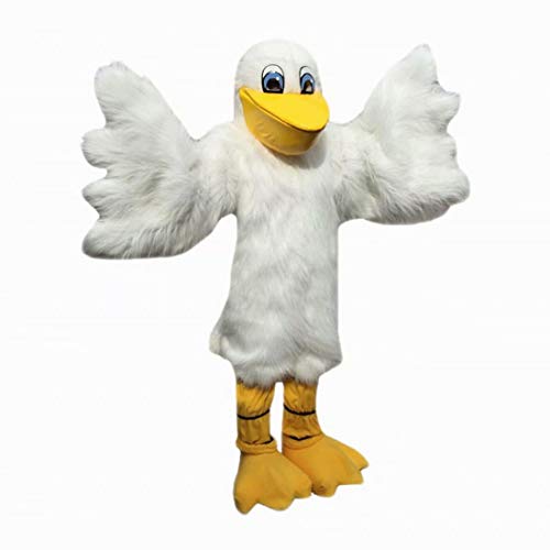 White Pelican Seabird Cartoon Costume Mascot Plush with Mask for Adult Cosplay Party Halloween Dress Up