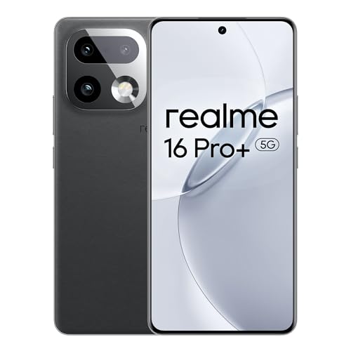 realme 16 Pro+ 5G Smartphone 12+512GB, Procesador Snapdragon 7 Gen 4, Batería 7000mAh, Pantalla AMOLED Curva 6.8' 144Hz, Cámara Triple 200MP, Frontal 50MP, Dual SIM, eSIM, NFC, Sin Cargador, Gris