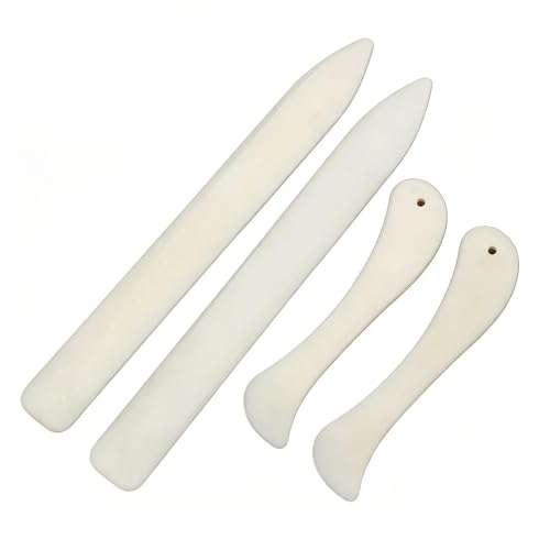 Ruvan 4 Stück Falzbein, Papier Bonefolder Für Papier,Falzbrett Bone,Folder Schneide Bags,Binding Book Falz,Schneidebrett Tool Umschläge,Werkzeug White,Falzen Falzmaschine,Falzmaschinen Falzstift