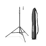 Walimex pro Lichtstativ WT-806 bis 256 cm Höhe, Blitzstativ mit Federdämpfung inkl. 3/8" Adapter & Tasche, Lampenstativ bis 6 kg, Studiostativ für Ringlicht, Reflektor, Blitz & Video