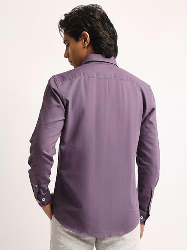 Image of MANIAC || Mens || Solid || Collared Neck || Full Sleeve || Oxford || Linen Blend Fabric || Shirt
