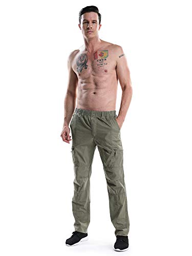 Men's Pull On Cargo Pants Elastic Waist Lightweight Chef Work Casual Lounge Srubs Slacks Khaki Tag Xl - Us 34 #TOP1
