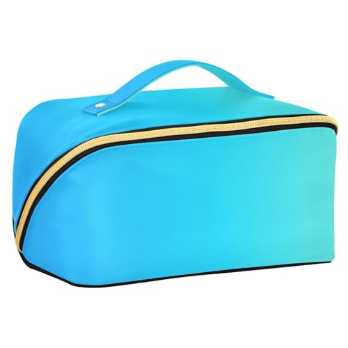 Zathe - Bolsa de cosméticos de color azul claro con divisores, esenciales, bolsa de aseo de viaje, vertical, de pie