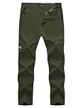 Rdruko Men's Lightweight Hiking Trousers Water Resistant Outdoor Cargo Pants Quick Dry Walking Travel Work Fishing Trousers with 6 Pockets(Army Green 36)