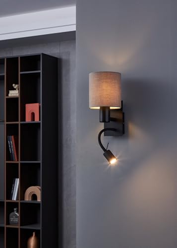 Applique murale avec liseuse orientable et double éclairage E27 salon