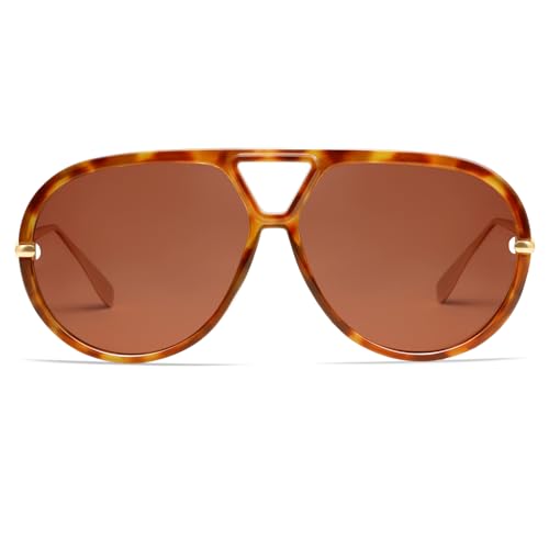 Image of VANLINKER Oversized Trendy Polarized Aviator Sunglasses for Women Men Retro Round Sunglasses Vintage Shield Shades VL9798