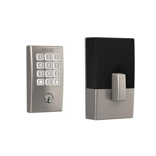 Image of Schlage Arrive Smart WiFi Deadbolt Lock with Remsen Trim, Satin Nickel | Keyless entry door lock, Push button keypad, Built-in app control, Alexa, Google Home & Ring compatible, Certified security