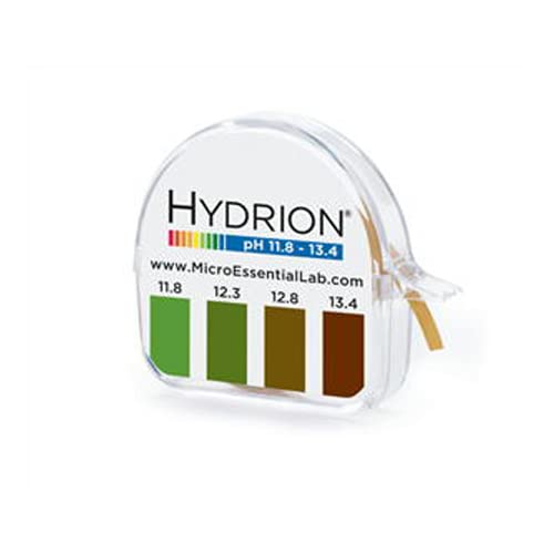 Micro Essential Lab 390 Hydrion Short Range pH Test Paper Dispenser, 11.8 - 13.4 pH, Single Roll