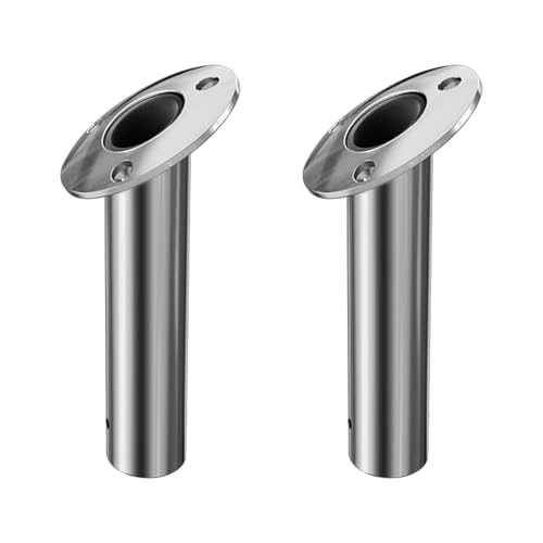 METRAXION 2Pcs Rod Holders for Fishing Boat Heavy Duty 316 Stainless Steel Fishing Rod Pole Holder Flush Mount 30 Degree Inner Tube and Gasket