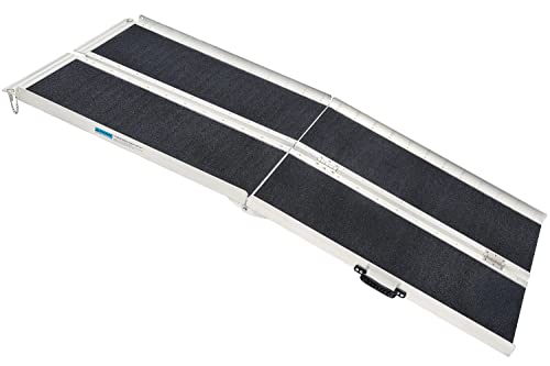 TaiH Leo 10 ft Folding Wheelchair Ramps for Truck, Aluminum Ramps 600 LBS, Portable Wheelchair Ramp, Used for Loading Wheelchair, Lightweight Foldable Ramp for Thresholds, Stairs, Doorways, Scooter
