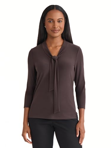 Kasper Women's 3/4 Sleeve Tie-Neck Top