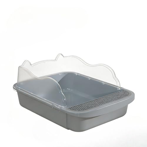 Caja de Arena para Gatos Abierta con Paredes Altas Anti Salpicaduras Gris Grande