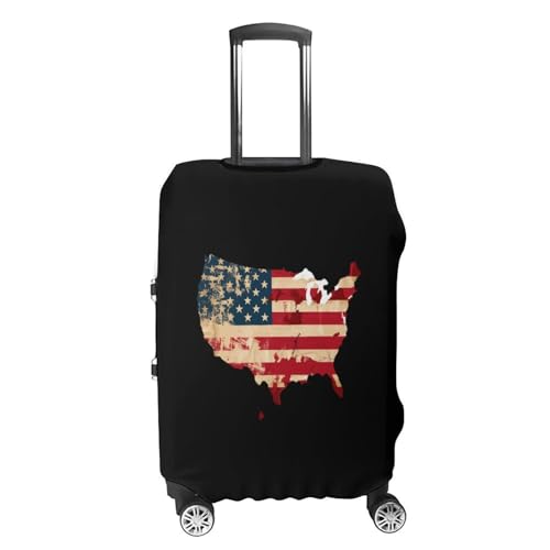 Vintage American Flag US Map Luggage Cover Suitcase Cover Protector Anti-scratch Travel Suitcase Wrap for Unisex L4