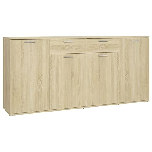 Con ante e cassetti, la credenza offre ampio spazio per libri, elettrodomestici multimediali e altri oggetti.