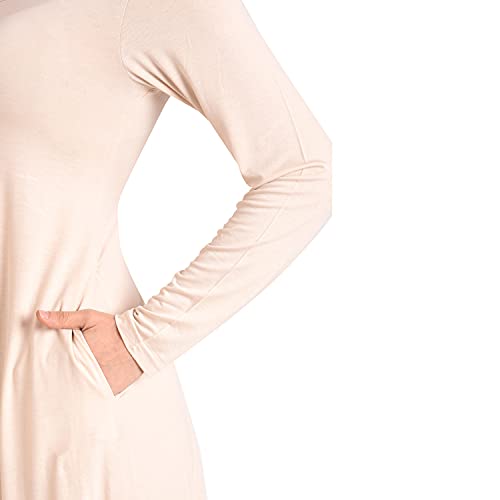 Image of Miss Lavish London Women's Long Sleeve Swing Dress with Pockets Relaxed Fit Soft Casual Dress
