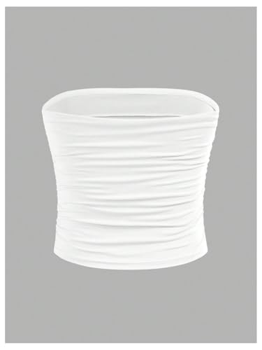 Milumia Girl's 3 Pack Tube Tops Ruched Strapless Sleeveless Solid Basic Bandeau Tops4