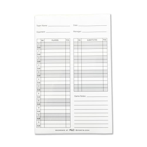 Baseball Softball Lineup Cards | 4 Part Carbon Copy | 5.5