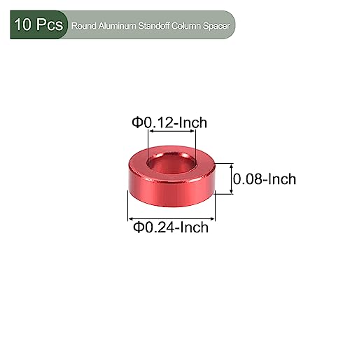 YOKIVE 10 Stück Abstandshalter, Aluminium Runder Gerader Abstandshalter | Verhindert Gelenkverformung, Ideal für Roboter, Drohnen (Rot, 3,1x6x2mm)