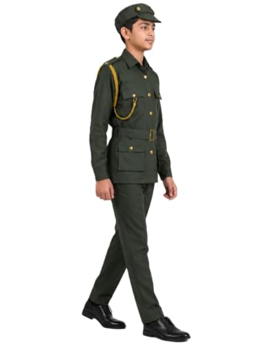 Image of BookMyCostume Premium Fabric Army Soldier with Whistle Professional Community Helper Kids Fancy Dress Costume 11-12 Years
