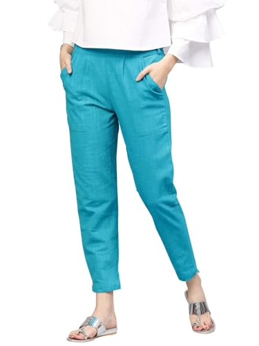 Image of DIGITAL SHOPEE Women Regular Fit Elastic Waist Full Length Cotton Formal Trouser for Casual Wear, Office Wear
